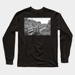 Wooden bridge over the river in rural Norfolk Long Sleeve T-Shirt